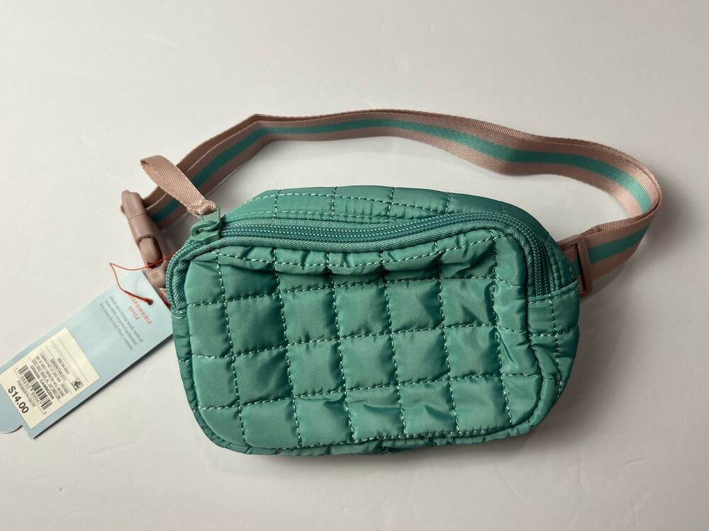 Cat & Jack Belt Bag Girls Small Green Quilted Fanny Pack Adjustable Strap NWT